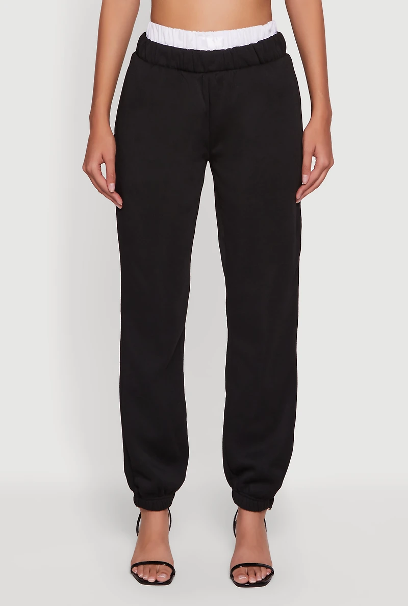 Fleece Contrast Waistband Pants
