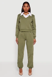 Fleece Contrast Waistband Pants
