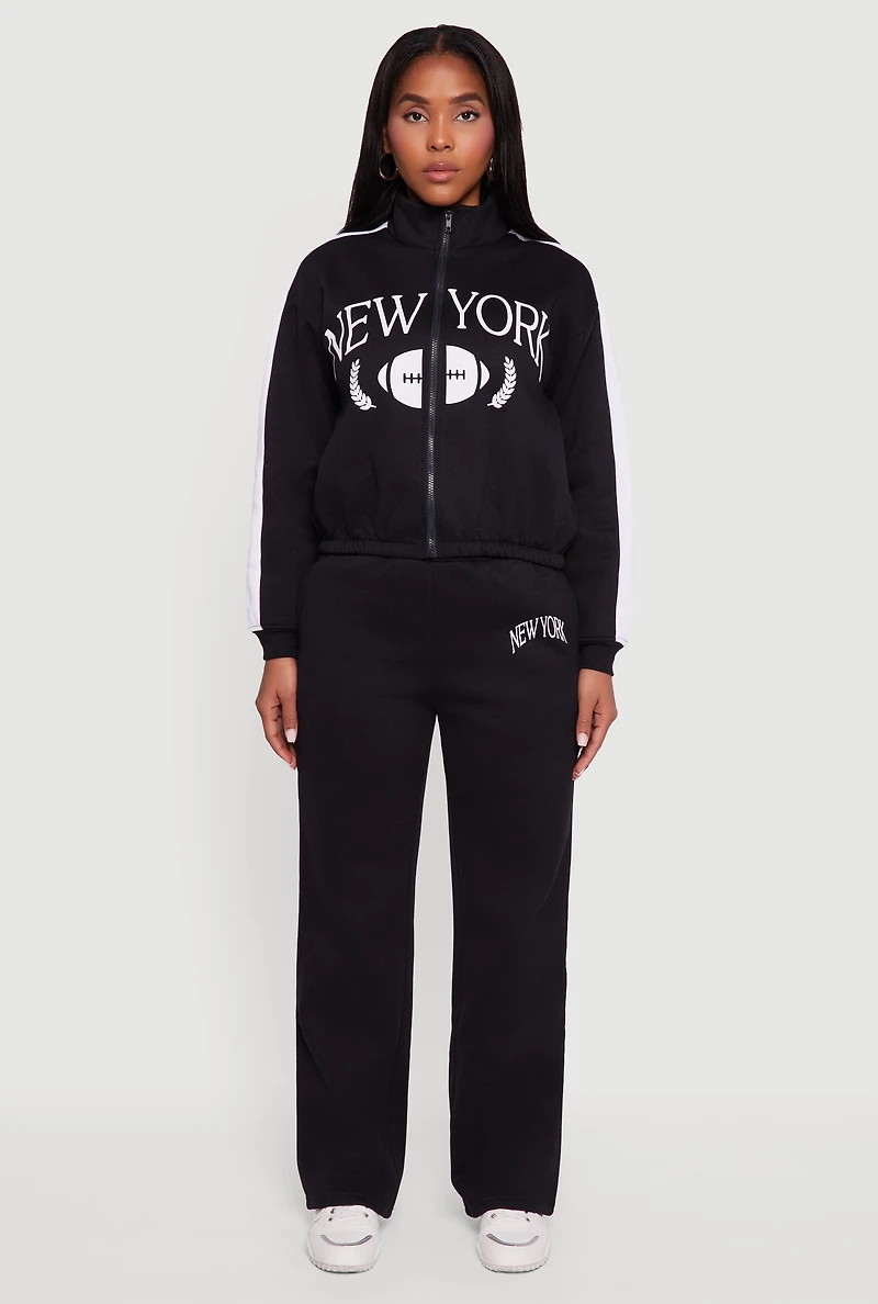 Womens Side Stripe Zip Front Graphic Sweatshirt,