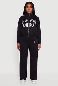 Womens Side Stripe Zip Front Graphic Sweatshirt,
