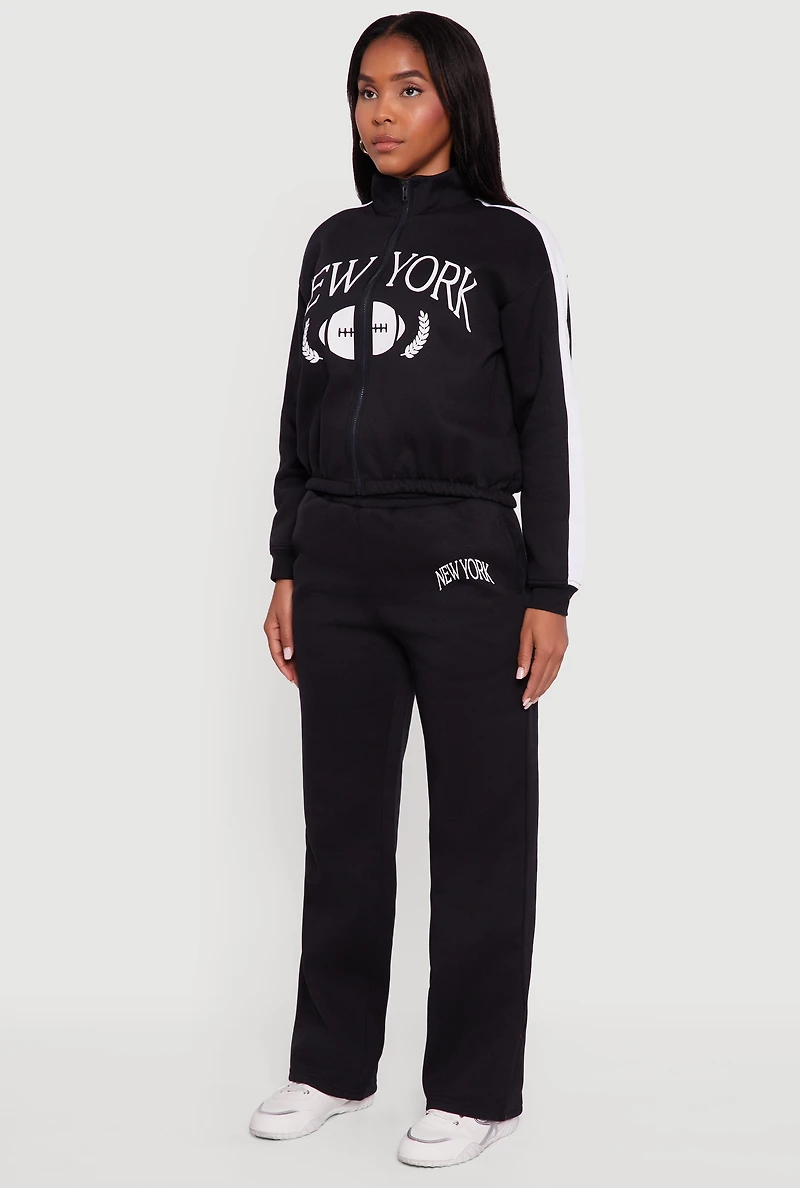Womens Side Stripe Zip Front Graphic Sweatshirt,