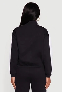 Womens Side Stripe Zip Front Graphic Sweatshirt,