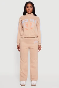 Womens Side Stripe Zip Front Graphic Sweatshirt, Beige, Size S