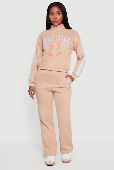 Womens High Waisted Destination Graphic Sweatpants,