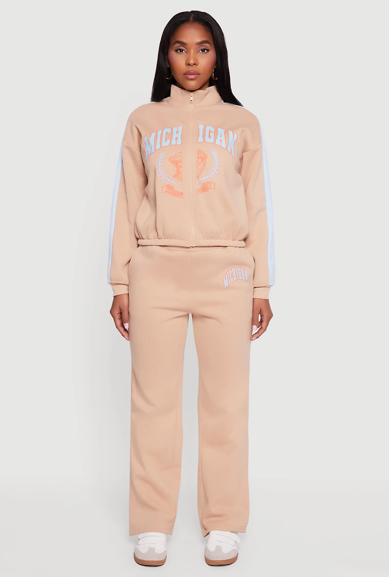 Womens High Waisted Destination Graphic Sweatpants,