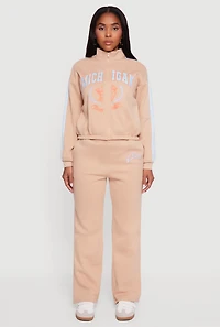 Womens High Waisted Destination Graphic Sweatpants,