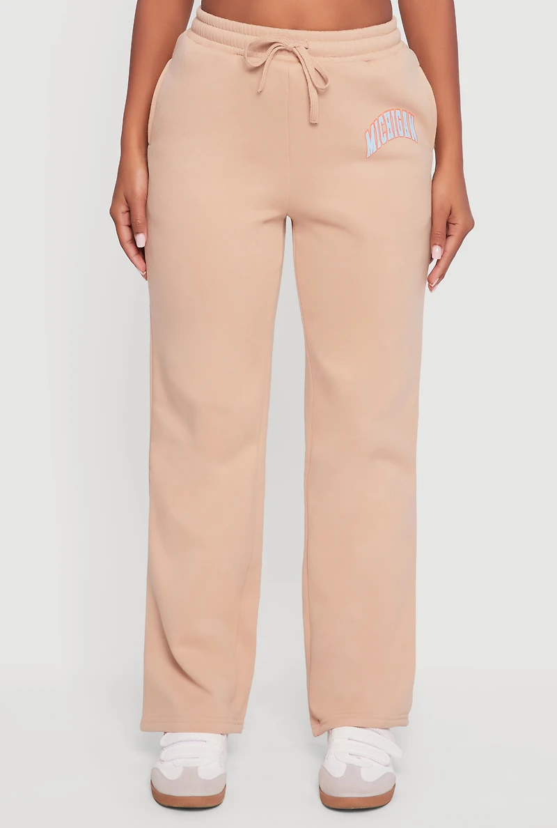 Womens High Waisted Destination Graphic Sweatpants,