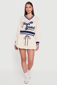 Womens Graphic Print Contrast Trim Crop Sweatshirt, Beige,