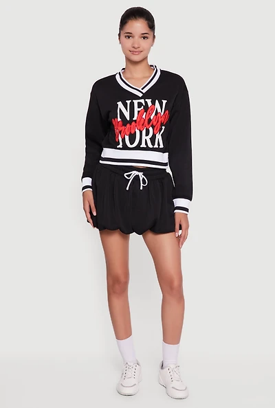 Womens Fleece Lined Drawstring Waist Bubble Skort,