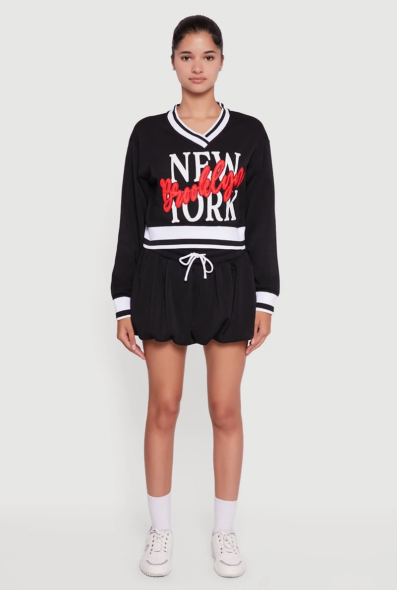 Womens Fleece Lined Drawstring Waist Bubble Skort,