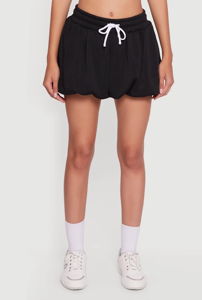 Fleece Lined Drawstring Waist Bubble Skort
