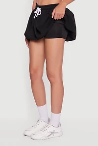 Fleece Lined Drawstring Waist Bubble Skort