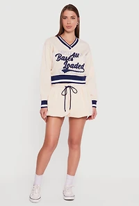 Womens Fleece Lined Drawstring Waist Bubble Skort, Khaki,