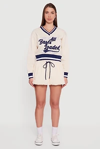 Womens Fleece Lined Drawstring Waist Bubble Skort, Khaki,