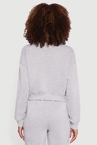 Graphic Print Fleece Lined Pullover Sweatshirt