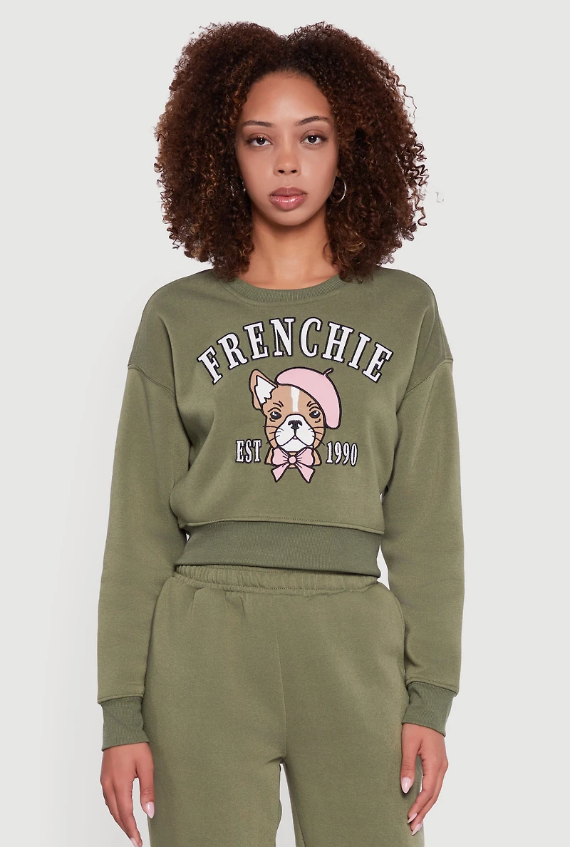 Womens Graphic Print Fleece Lined Pullover Sweatshirt,