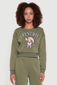 Womens Graphic Print Fleece Lined Pullover Sweatshirt,