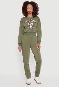 Graphic Print Fleece Lined Pullover Sweatshirt