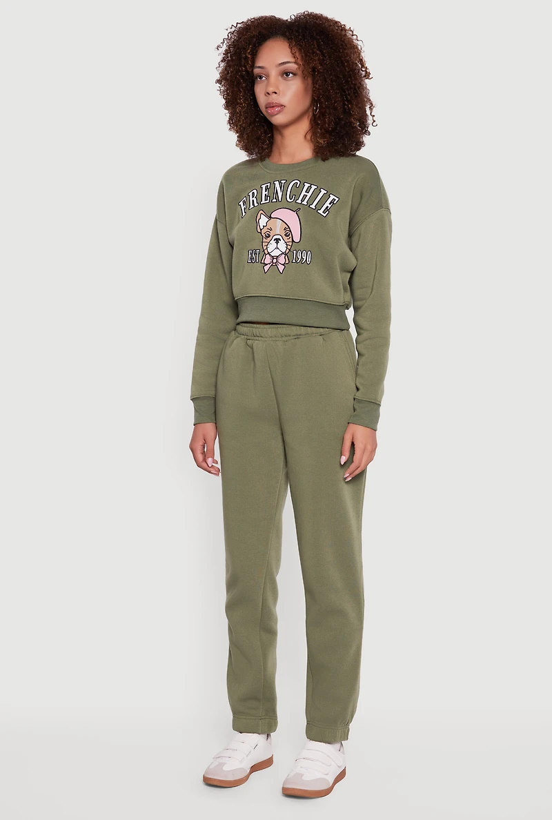 Graphic Print Fleece Lined Pullover Sweatshirt