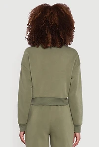 Womens Graphic Print Fleece Lined Pullover Sweatshirt, L