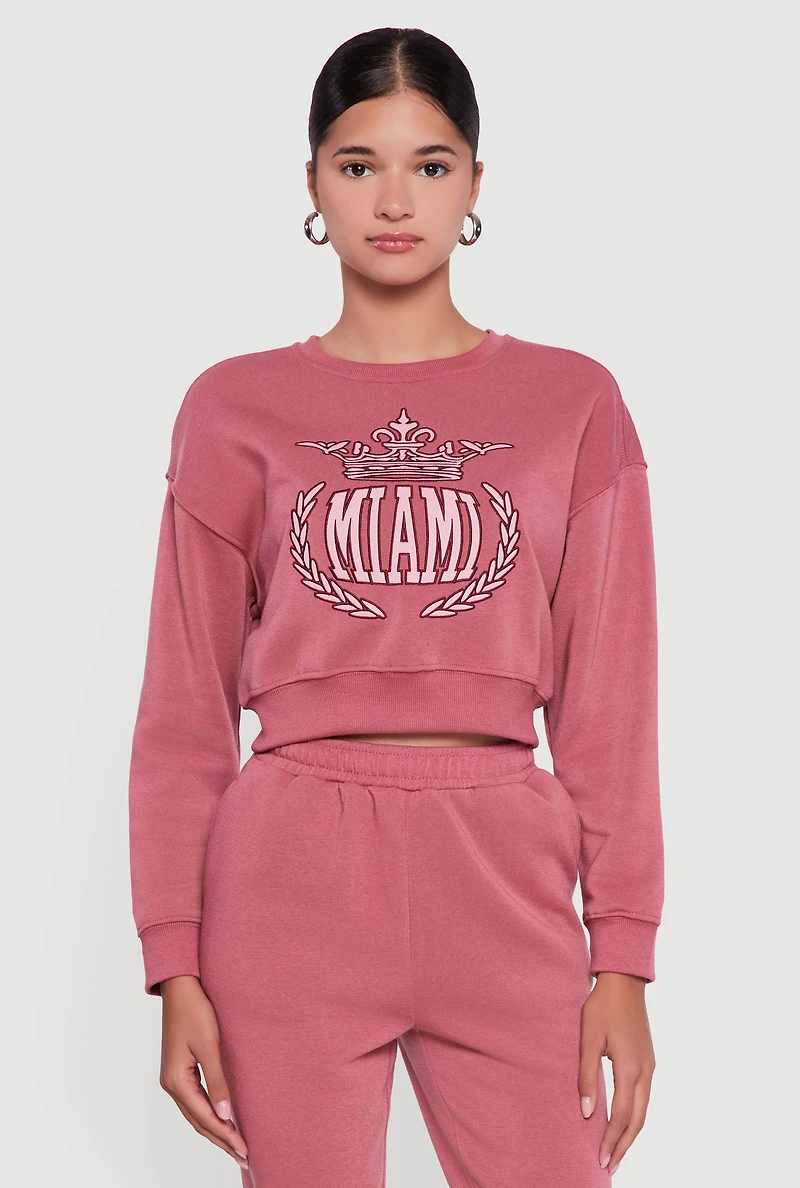 Graphic Print Fleece Lined Pullover Sweatshirt