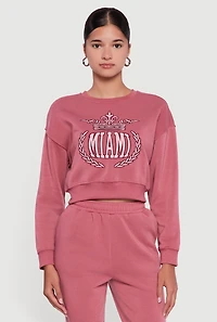Graphic Print Fleece Lined Pullover Sweatshirt