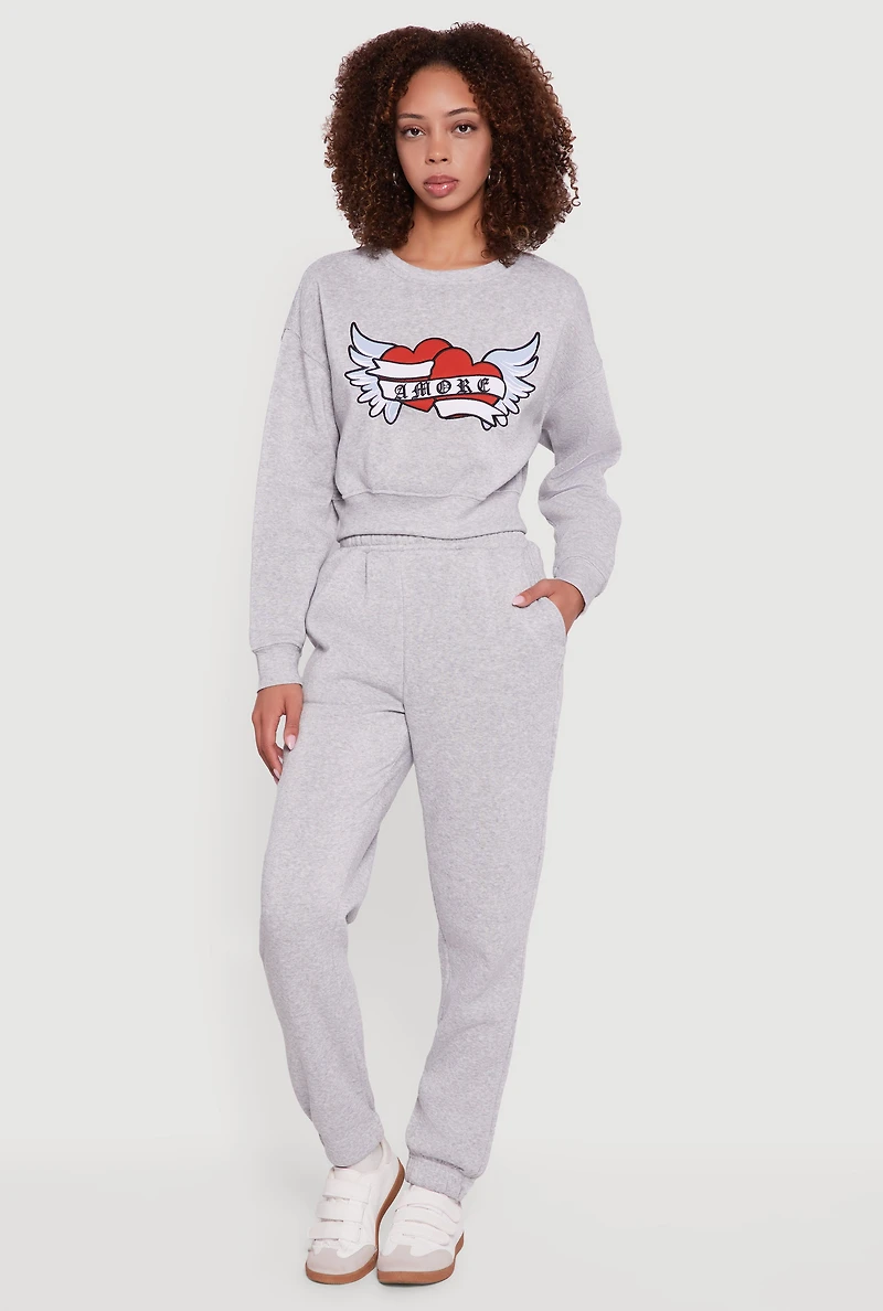 Womens Hidden Drawstring High Waisted Sweatpants, Grey, Size L