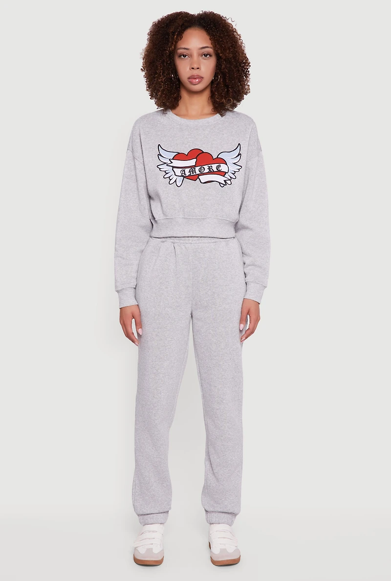 Womens Hidden Drawstring High Waisted Sweatpants, Grey, Size L