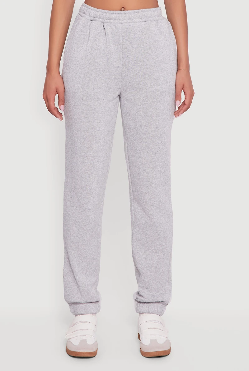 Womens Hidden Drawstring High Waisted Sweatpants, Grey, Size L