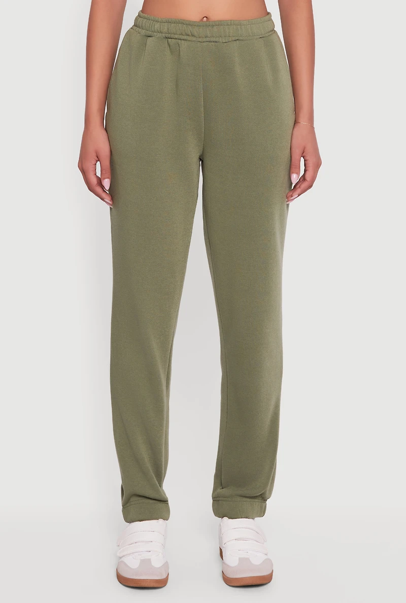 Womens Hidden Drawstring High Waisted Sweatpants, Green, Size M