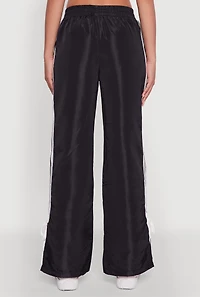 Womens Nylon Bow Varsity Stripe Side Track Pants,