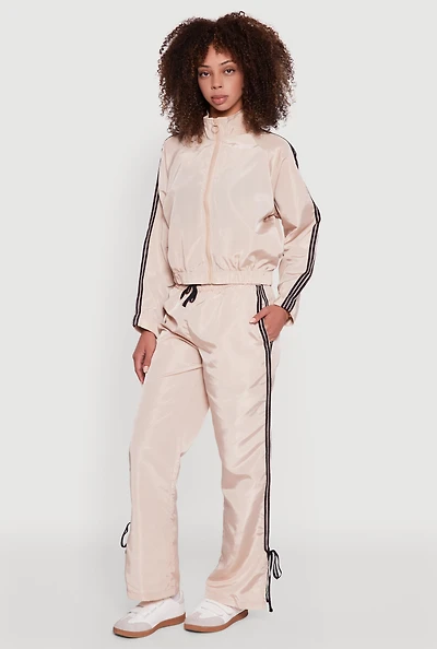 Nylon Bow Varsity Stripe Side Track Pants