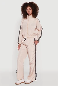 Nylon Bow Varsity Stripe Side Track Pants