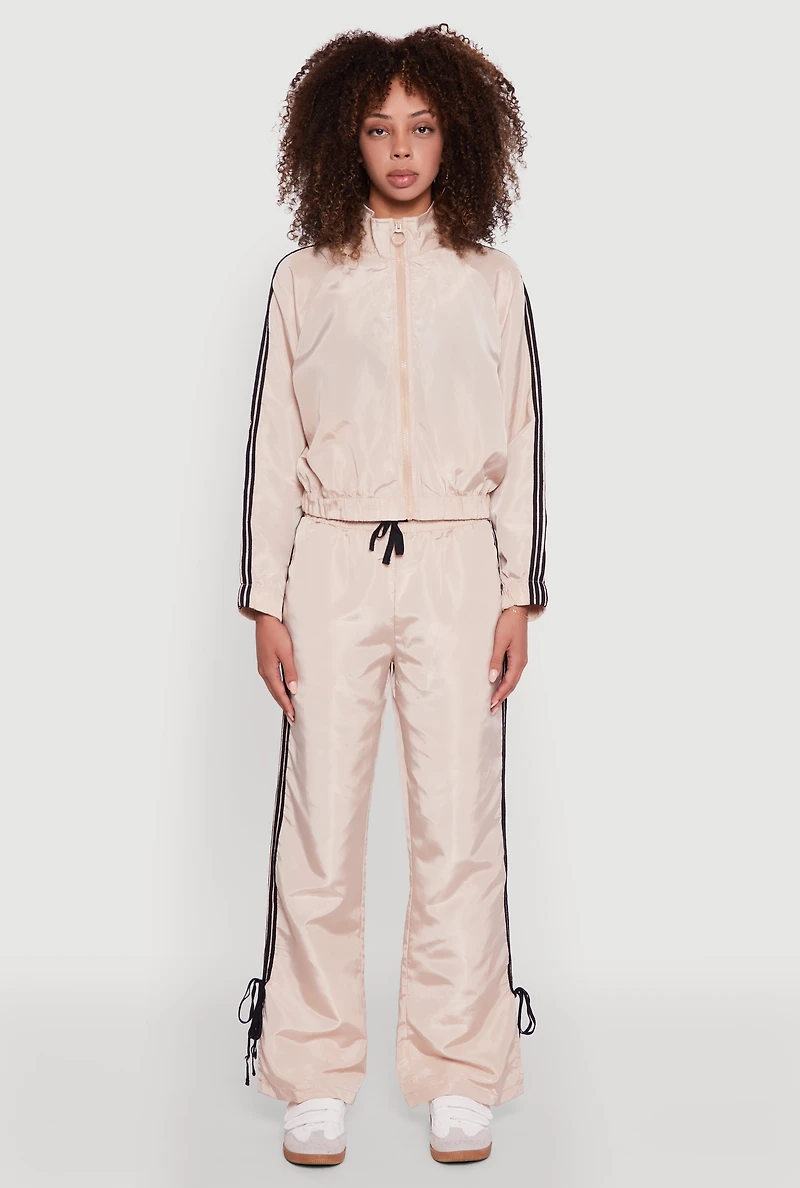 Nylon Bow Varsity Stripe Side Track Pants