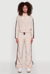 Nylon Bow Varsity Stripe Side Track Pants