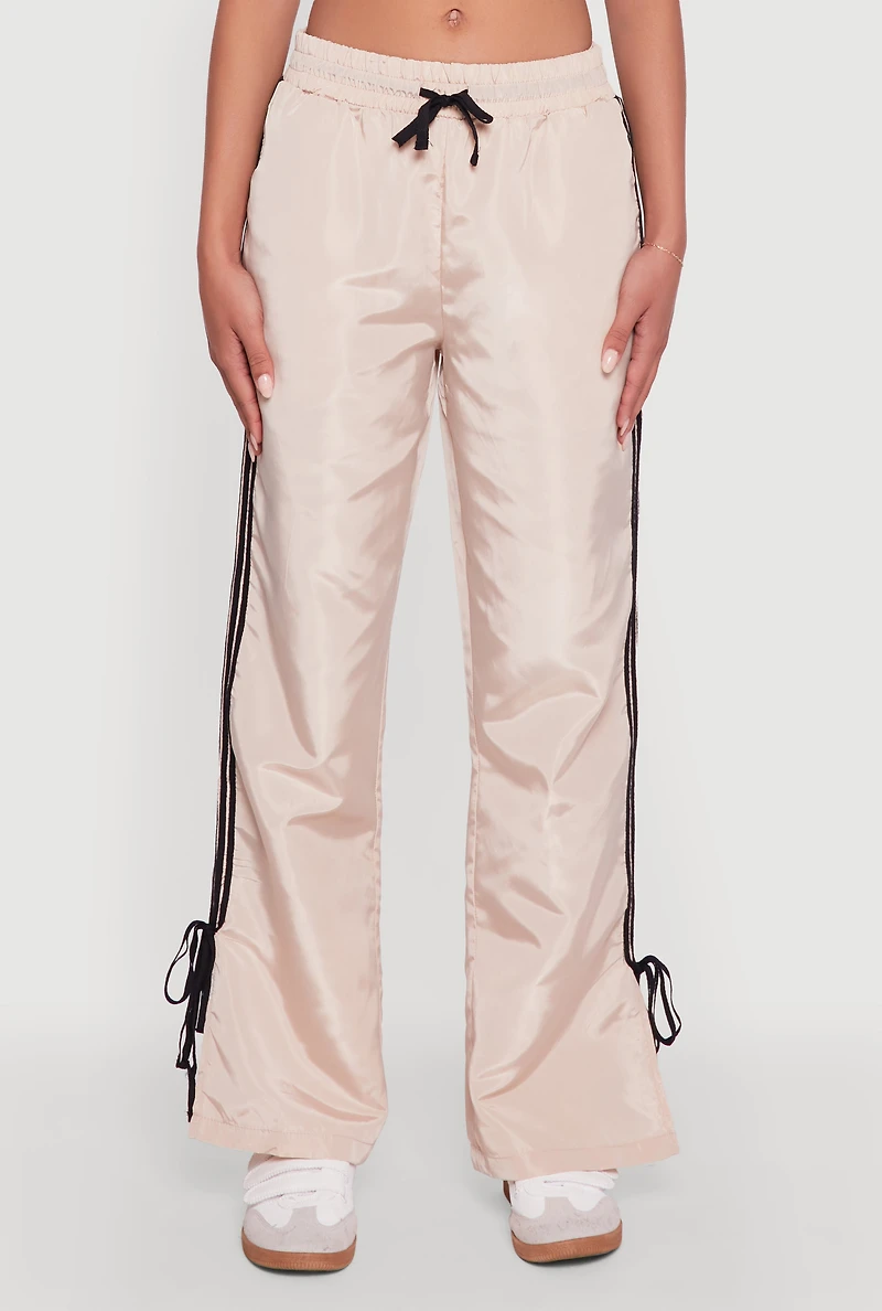 Nylon Bow Varsity Stripe Side Track Pants