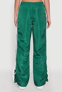 Womens Nylon Bow Varsity Stripe Side Track Pants, Green, Size S