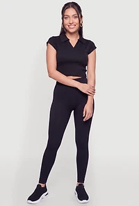 High Waisted Compression Rib Seamless Leggings