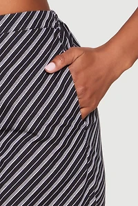 Womens High Waisted Pinstripe Wide Leg Pants, Black, Size S