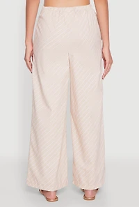 Womens High Waisted Pinstripe Wide Leg Pants, Khaki, Size M