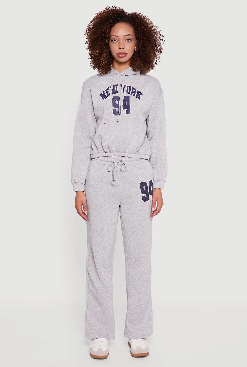 Womens Graphic Print Fleece Lined Hooded Sweatshirt, Grey, Size M
