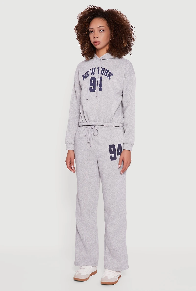 Womens Graphic Print Fleece Lined Hooded Sweatshirt, S