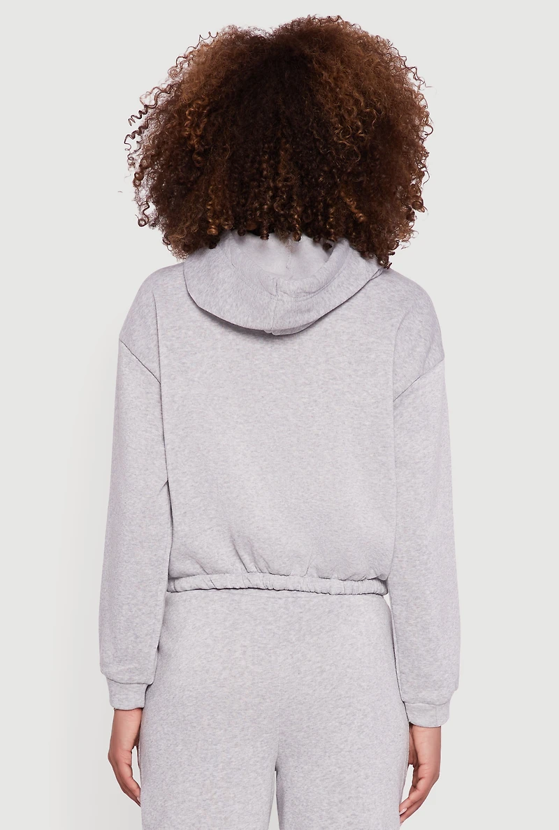 Womens Graphic Print Fleece Lined Hooded Sweatshirt, Grey, Size M