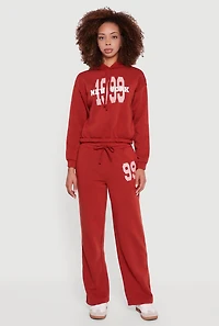 Womens Graphic Print Fleece Lined Hooded Sweatshirt, Red, Size M