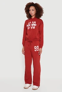 Womens Graphic Print Fleece Lined Hooded Sweatshirt, Red, Size M