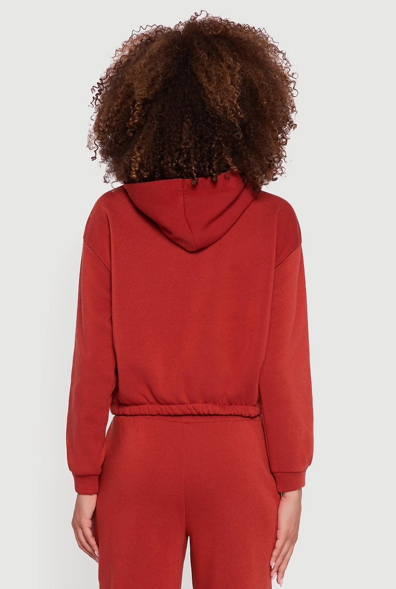 Graphic Print Fleece Lined Hooded Sweatshirt