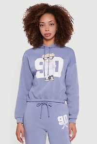 Womens Graphic Print Fleece Lined Hooded Sweatshirt,