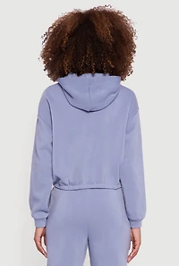 Womens Graphic Print Fleece Lined Hooded Sweatshirt, Blue,