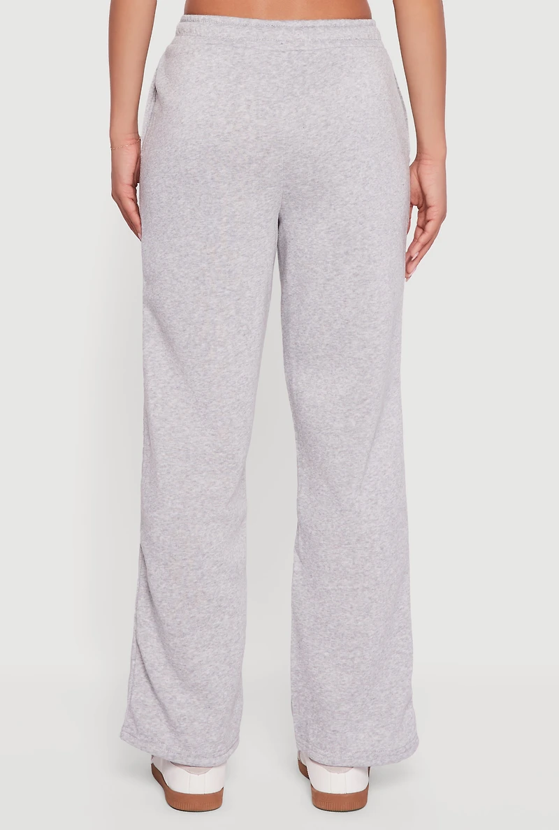 Womens Graphic Print Fleece Lined Sweatpants, Grey, Size L