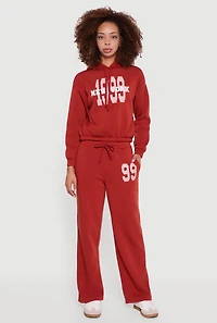 Womens Graphic Print Fleece Lined Sweatpants, Red, Size XL